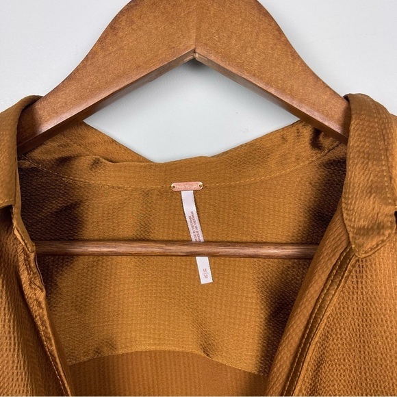 Free People Aurora Satin Blouse Tiger Eye - Picture 10 of 10